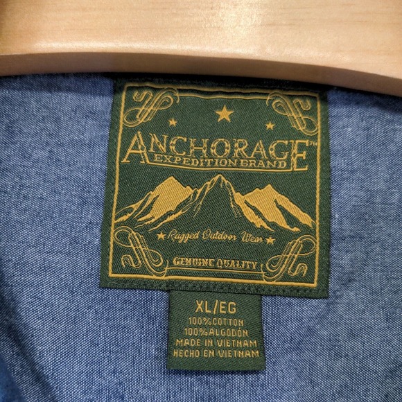 Anchorage Men's Button-Up Shirt Blue XL Long Sleeve Plaid Flap Pockets Flannel - Picture 8 of 11